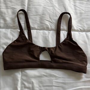 Women's Brown Keyhole Swim Top - Soft Stretch Comfort